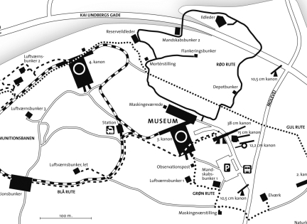 Oversigtskort over området omkring Bunkermuseum Hanstholm. Billede: Nationalpark Thy.