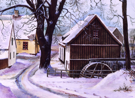 En vinterdag ved Tadre Mølle. Foto: Tadre Mølle. 